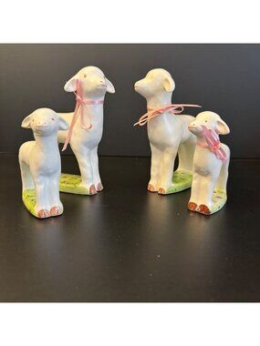 Vintage Dept 56 Sheep Lamb Family Figurines Set of 4 Farmhouse Made in Japan